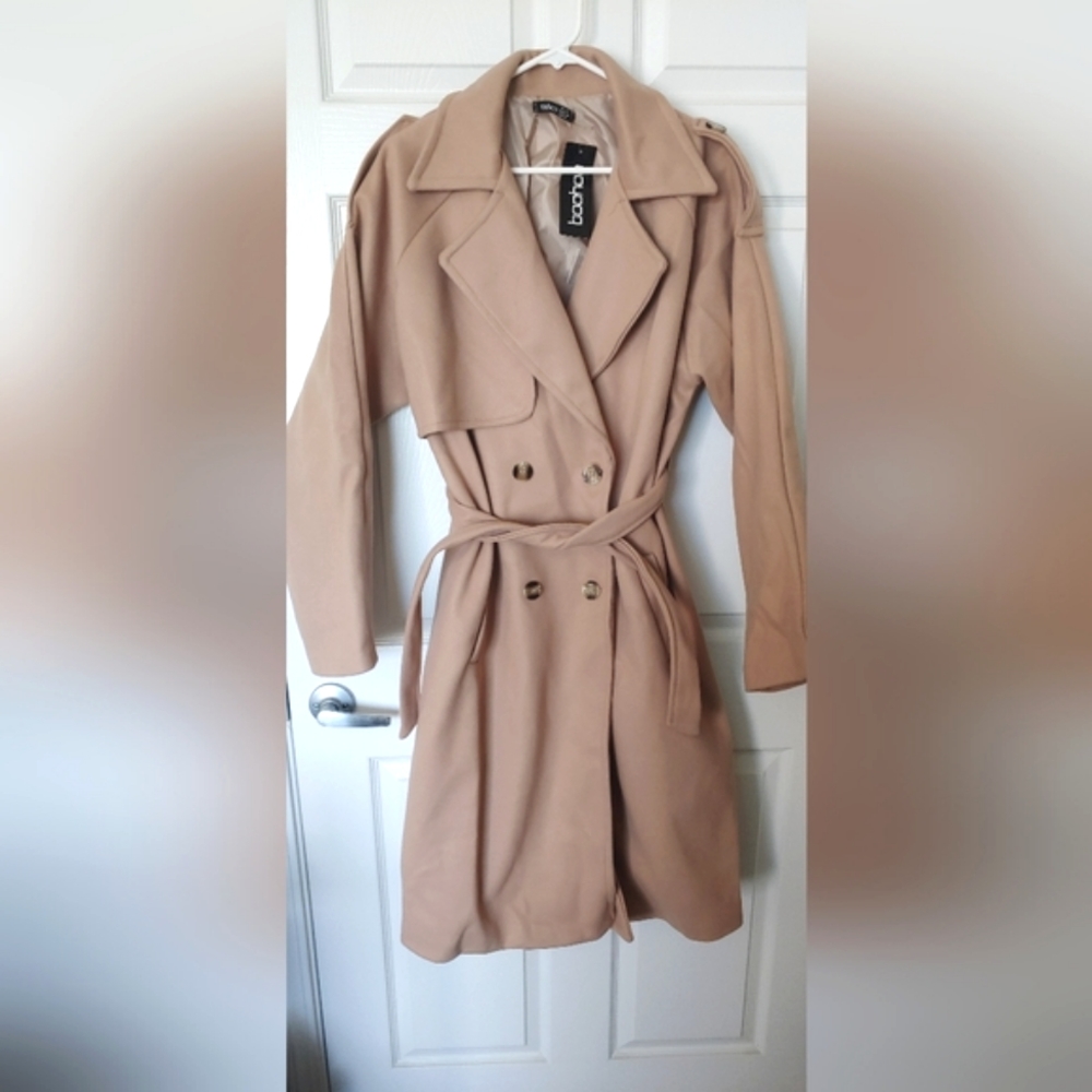 BOOHOO PLUS Wool Look Trench Coat
